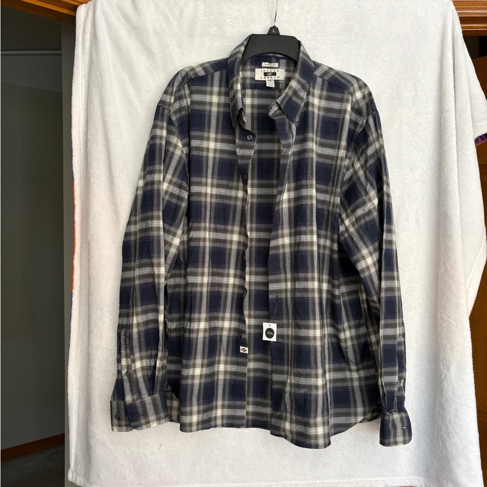 Men’s Joseph Abboud Blue and Gray Plaid Shirt XXL